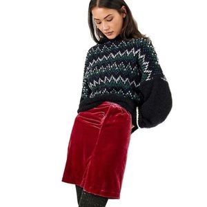 NWT Anthropologie Montie Velvet Raspberry Skirt
